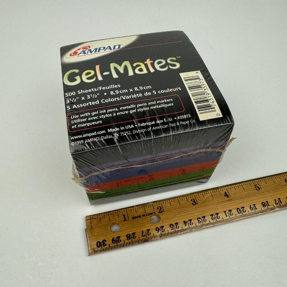 Vtg 1999 Sealed Ampad Gel Mates 500 Sheets Cube Note‎ Pad 5 Diff Colors Y2K READ